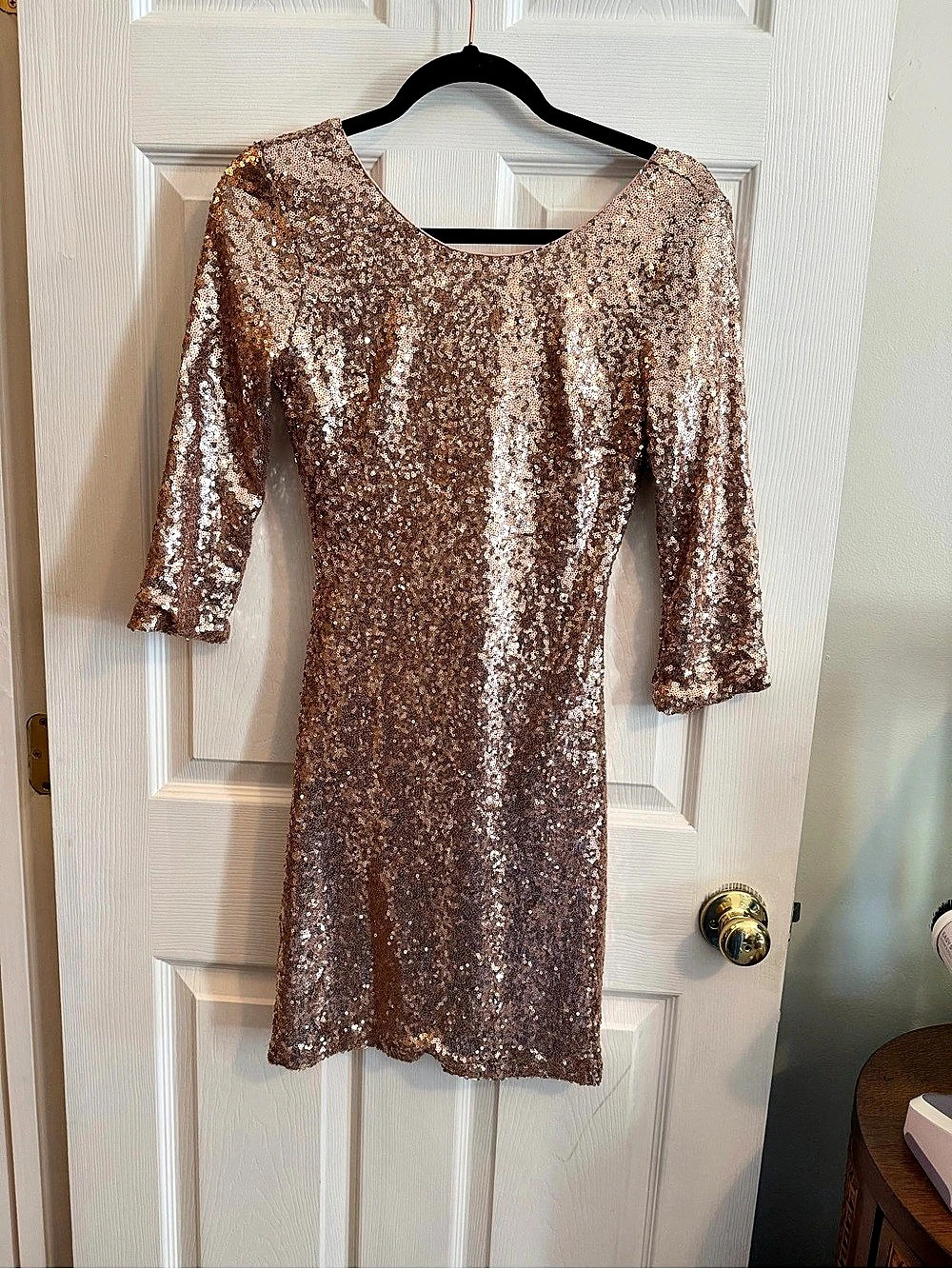 Lulus Rose Gold Sequin Dress Mini Dress, Medium
